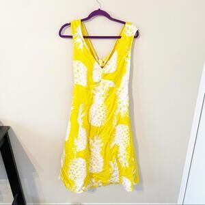 Anthropologie Maeve Pineapple Midi Back Cut Out Tie Dress